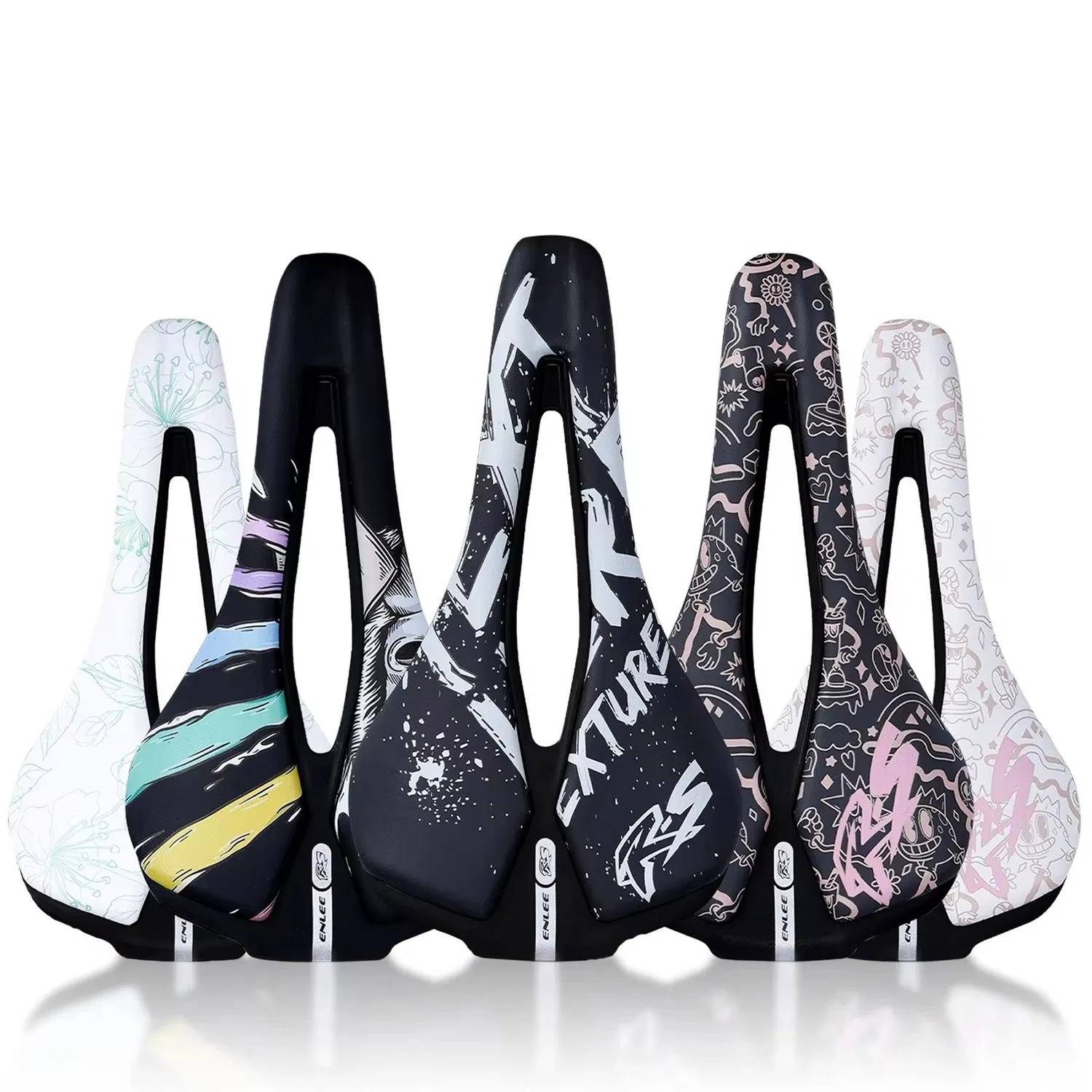 Enlee Bicycle Personalized Carbon Fiber Saddle Comfort EVA Composite Material PU Fiber Leather Saddle